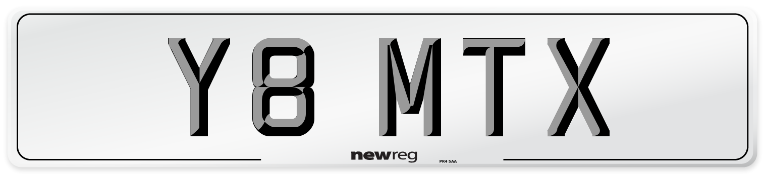 Y8 MTX Number Plate from New Reg